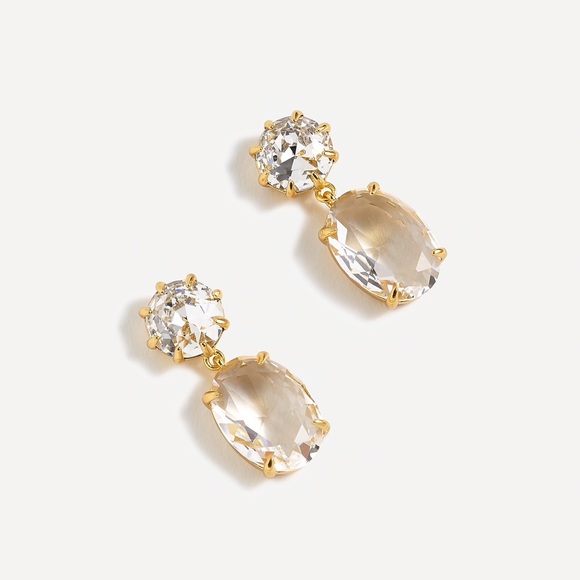JCREW Oval Drop Earrings NWT Crystal